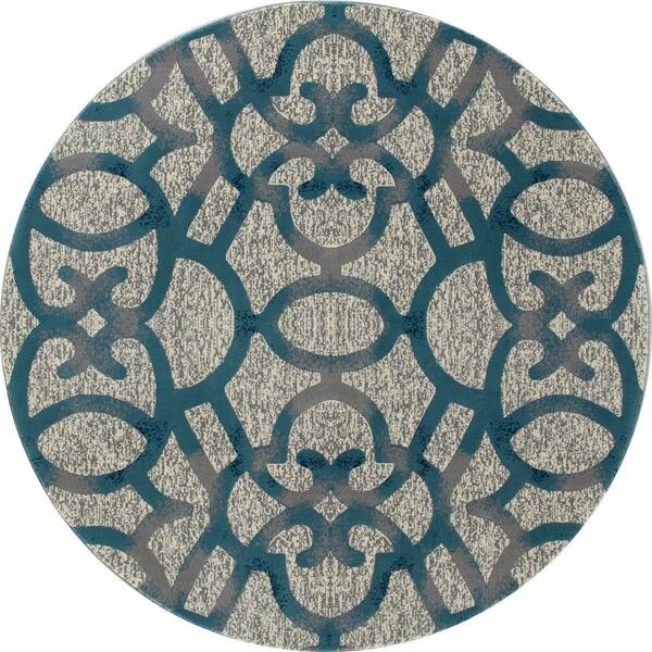 Art Carpet 5 Ft. Bastille Collection Trellis Woven Round Area Rug, Light Gray 841864109280